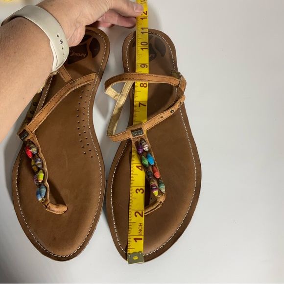 Reef Multi-Color Jewel Beads Between Toe Brown Ankle Strap Sandals Snap Closure. - Picture 12 of 16